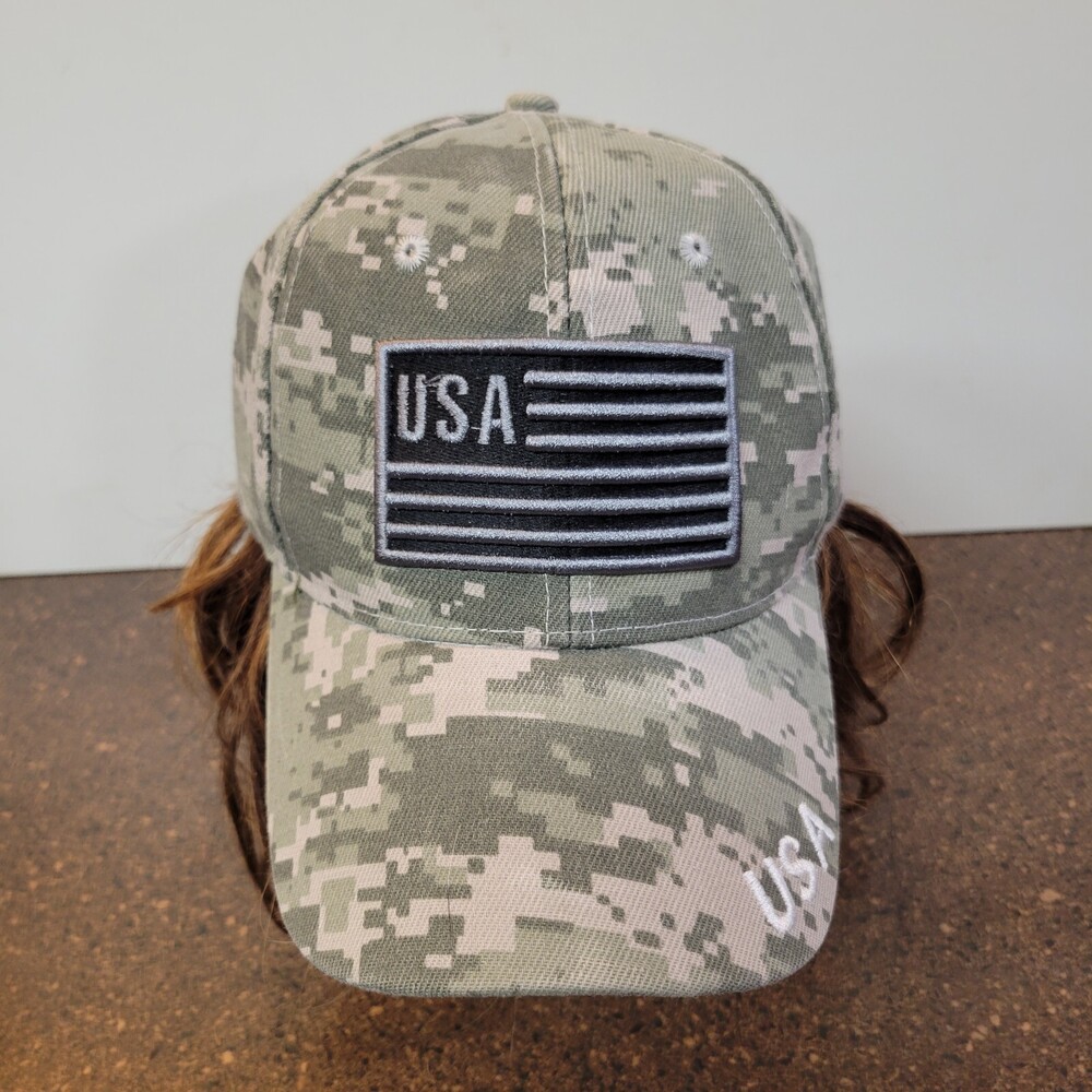 Newhattan USA  American Flag Patch Baseball Cap Unisex Green Camo Adjustable Hat